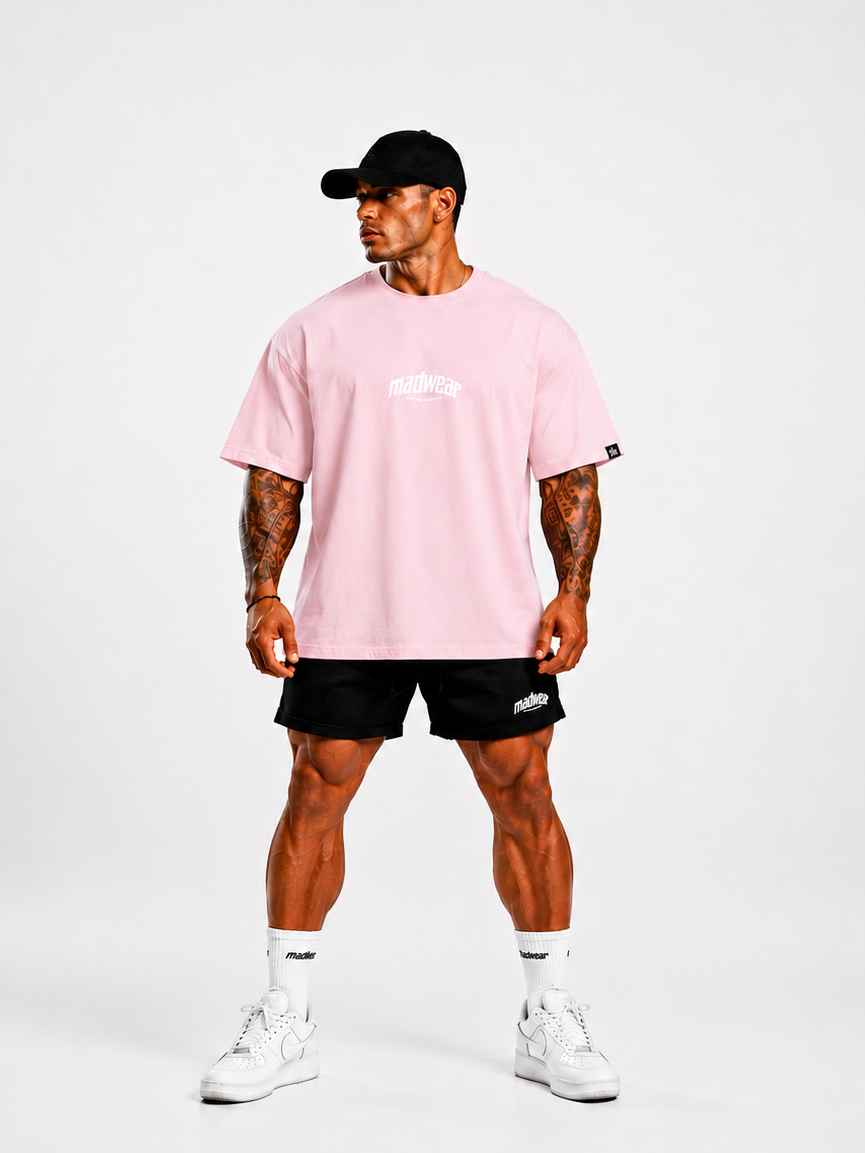 CAMISETA OVERSIZED MADWEAR ROSA/BLANCO