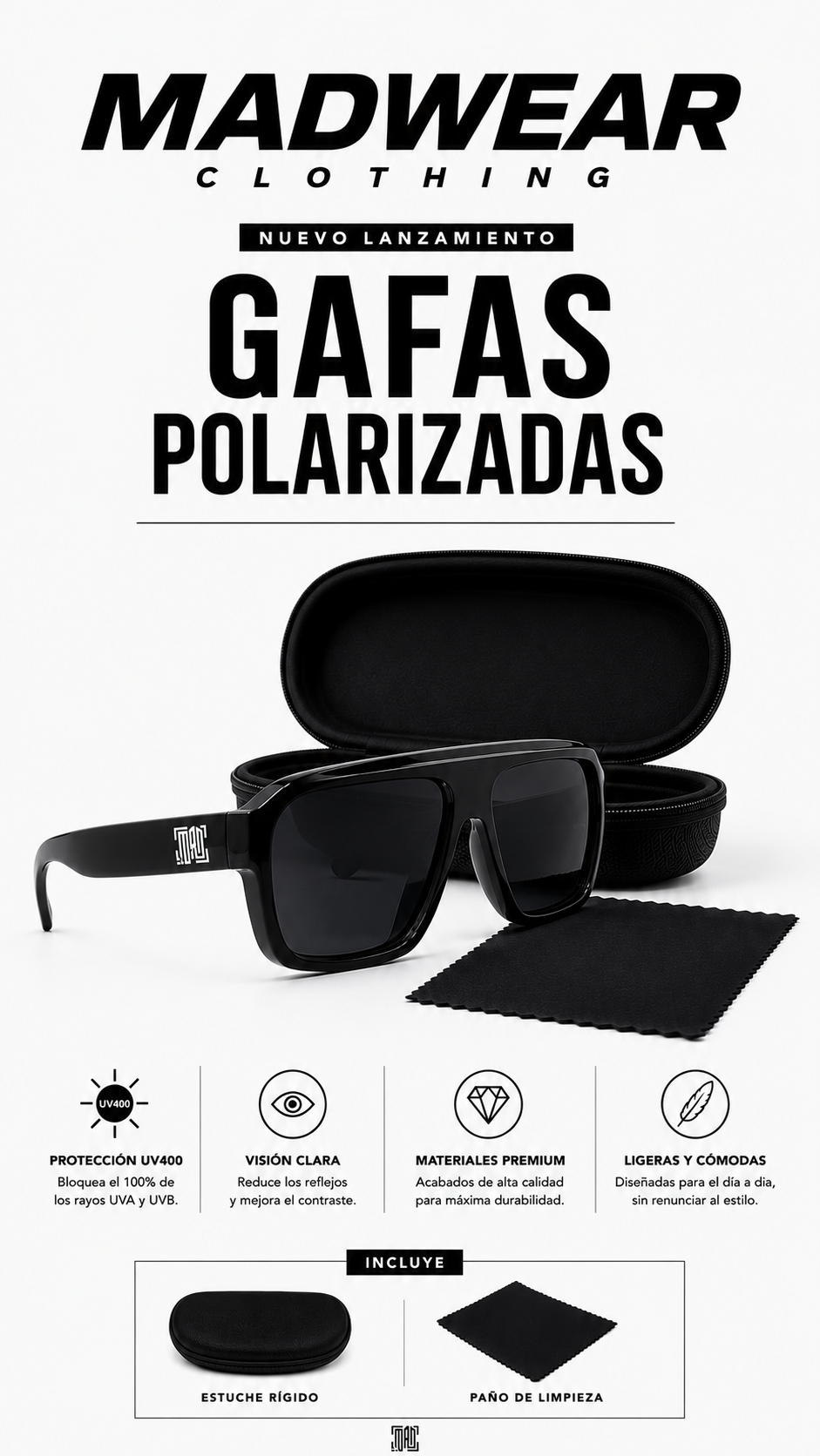 GAFAS DE SOL POLARIZADAS / MODELO BEACH NEGRO