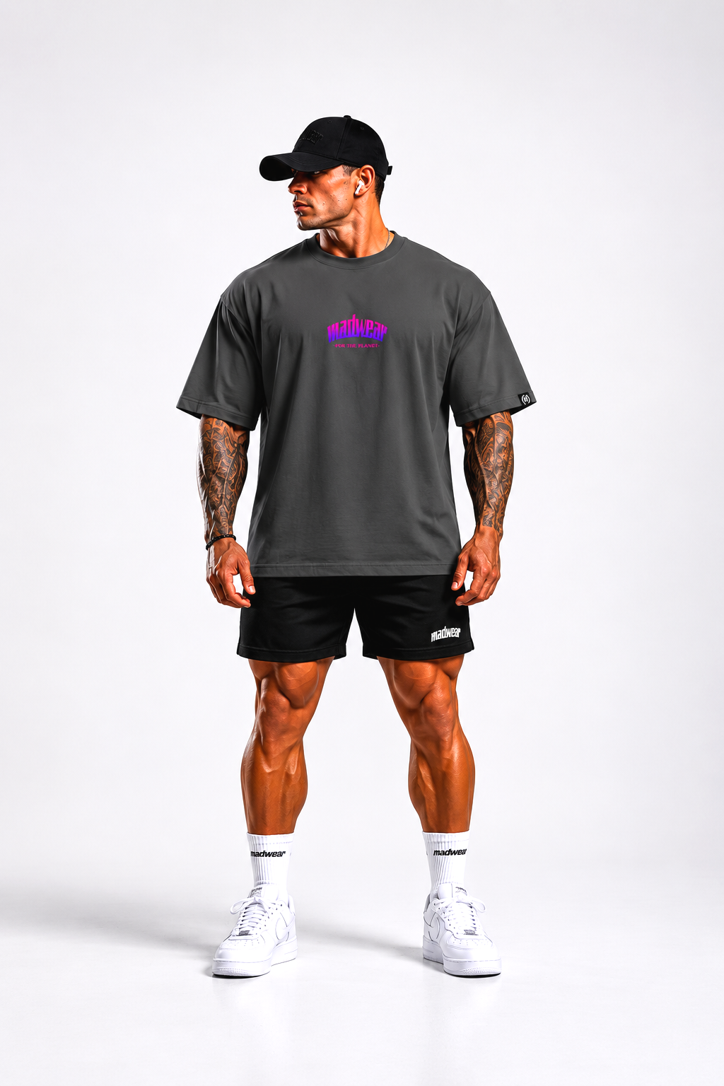 CAMISETA OVERSIZED MADWEAR GRIS/FUCCIA