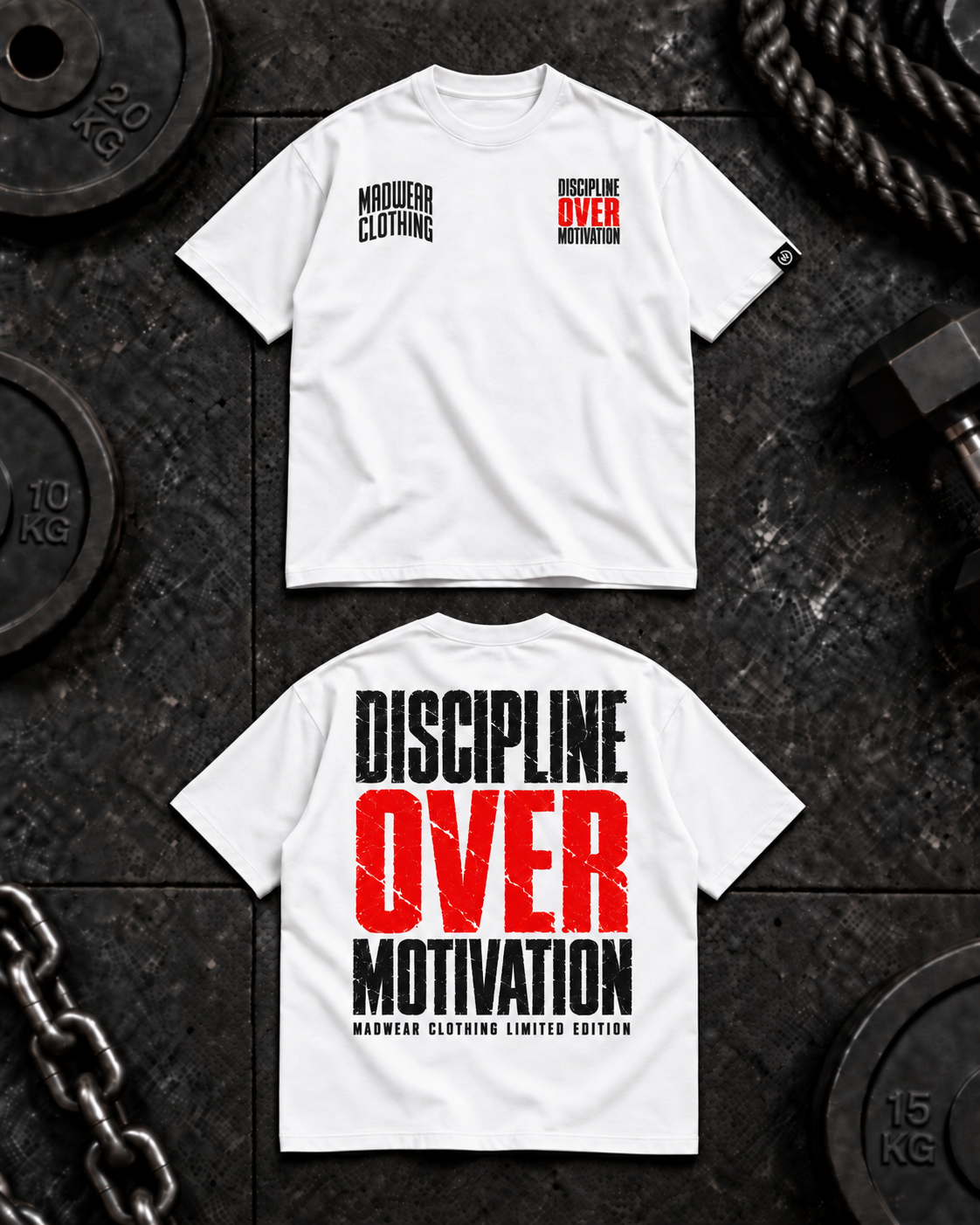 DISCIPLINE OVER MOTIVATION OVERSIZED WHITE