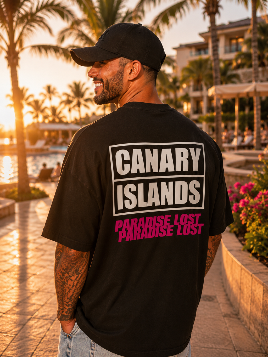 CAMISETA OVERSIZED CANARIAS PARADISE LOST BLACK EDITION