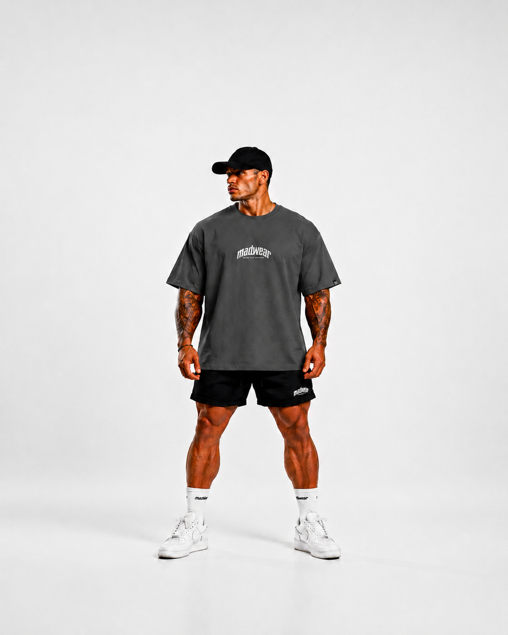 CAMISETA OVERSIZED MADWEAR GRIS/BLANCO