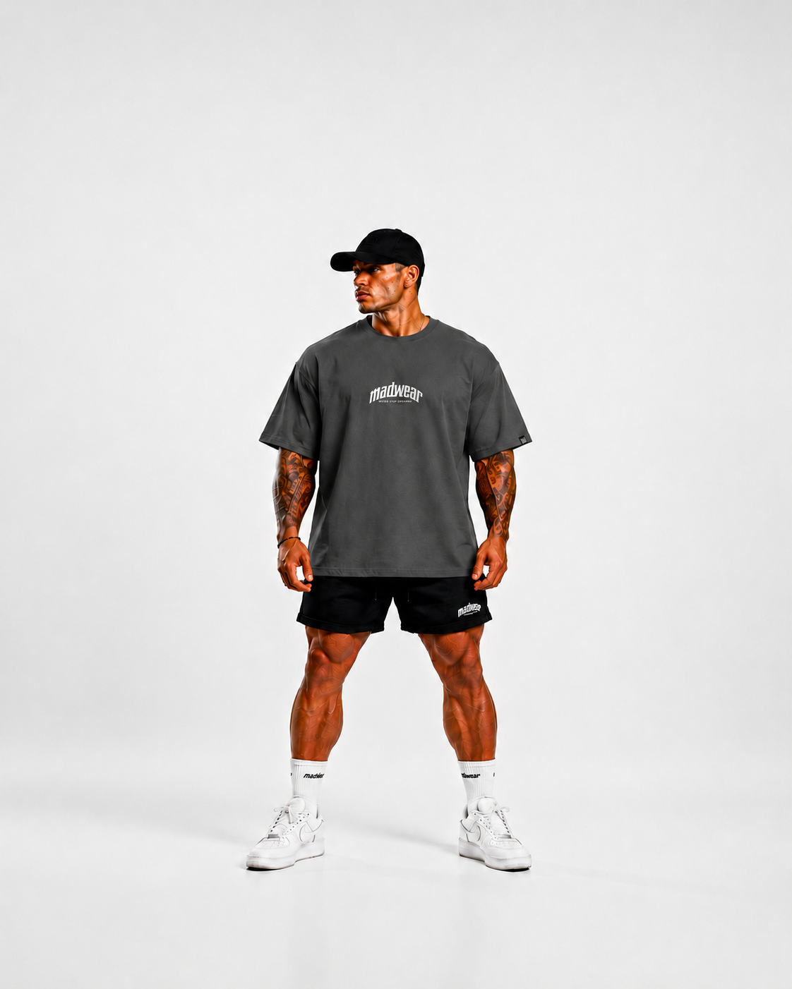 CAMISETA OVERSIZED MADWEAR GRIS/BLANCO