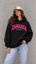 SUDADERA CANARIA LETRAS FUCCIA